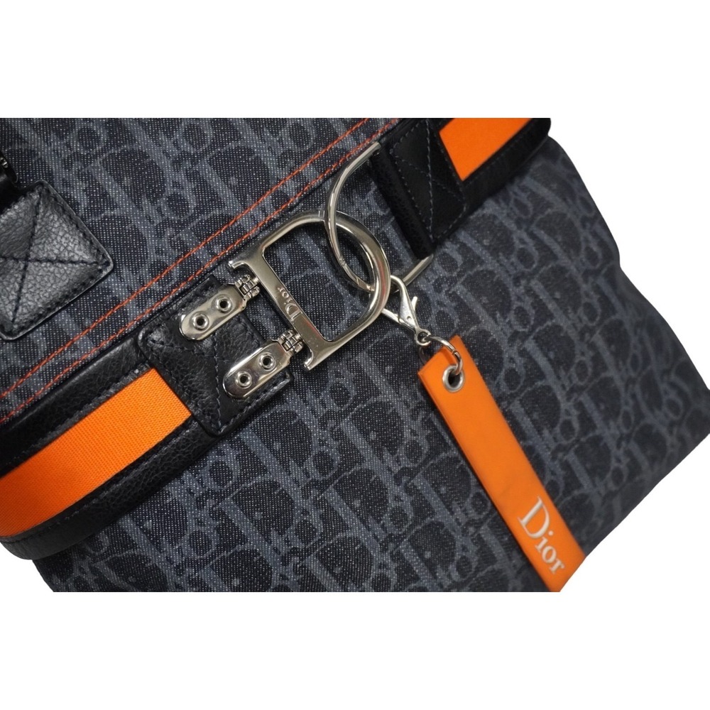 Christian Dior Flight Line Trotter Tote Bag Navy Blue Orange - Picture 4 of 10